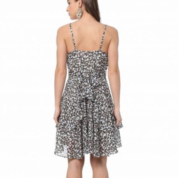 Myra leopard ruffle dress, adjustable straps - Picture 3 of 9